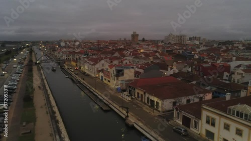 Aveiro, historical village of Portugal. Aerial Drone Footage