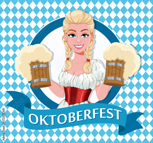 German girl in traditional costume on Oktoberfest