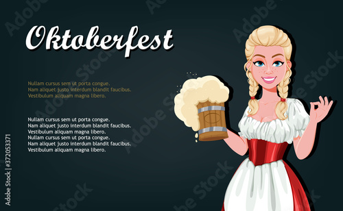 German girl in traditional costume on Oktoberfest