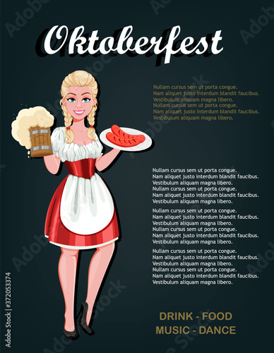 German girl in traditional costume on Oktoberfest
