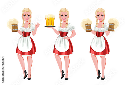 German girl in traditional costume on Oktoberfest