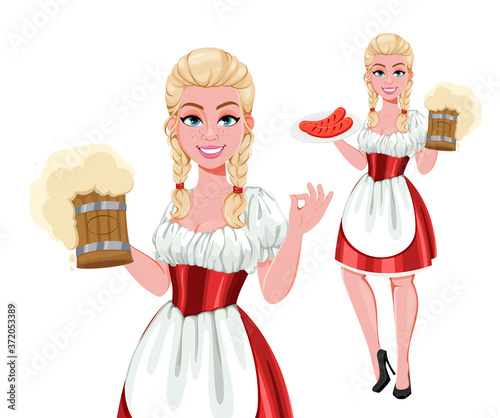 German girl in traditional costume on Oktoberfest