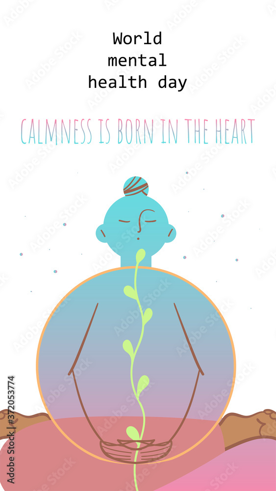Fototapeta premium Vector illustration dedicated to World Mental Health Day.