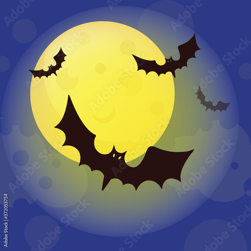 MOON Halloween Flat Design Cartoon Vector Illustration Set
