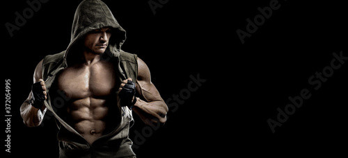 Obraz na plátně portrait bodybuilder man on grey background
