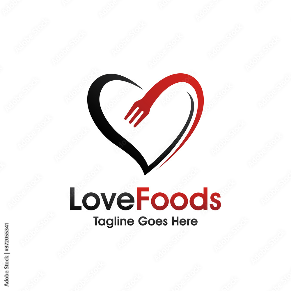 Love Food Logo Design Vector Template Illustration Love Food Logo Design Vector Template Illustration
