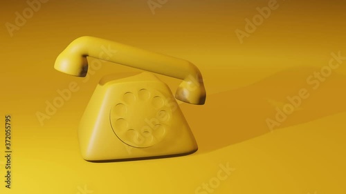 Telephone 3D render on saffron color