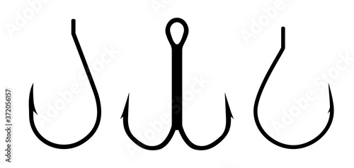 Set of fishing hook icon on white background. Vector illustration on flat style.