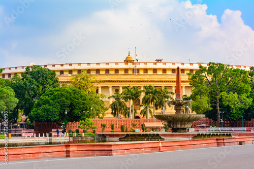 The Sansad Bhawan or Parliament Building is the house of the Parliament of India, New Delhi. It was designed based on Ashoka Chakra by the British architect Edwin Lutyens & Herbert Baker in 1912-13.