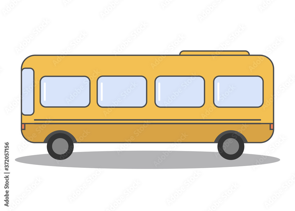 Yellow bus vector. Flat auto icon