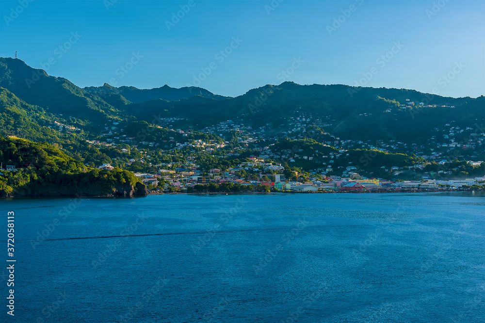 A view across Kingstown, Saint Vincent in the early morning light