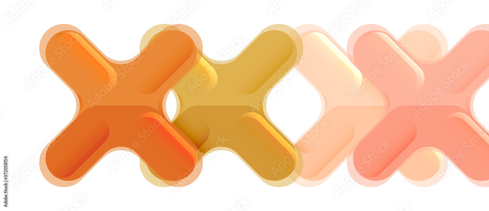Glossy multicolored plastic style cross composition, x shape design, techno geometric modern abstract background. Trendy abstract layout template Glossy multicolored plastic style cross composition, x shape design, techno geometric modern abstract background. Trendy abstract layout template