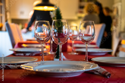 Holiday table setting, enjoying time with family and friends.