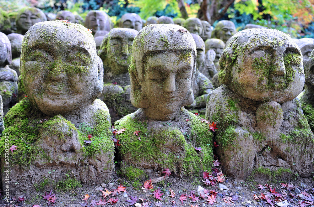 Wonderful stone statues in buddhist temple in Kyoto - Otagi Nenbutsuji. Wonderful stone statues in buddhist temple in Kyoto - Otagi Nenbutsuji.