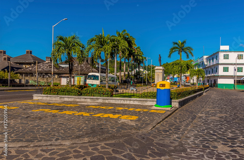 A view across a central square in Kingstown, Saint Vincent