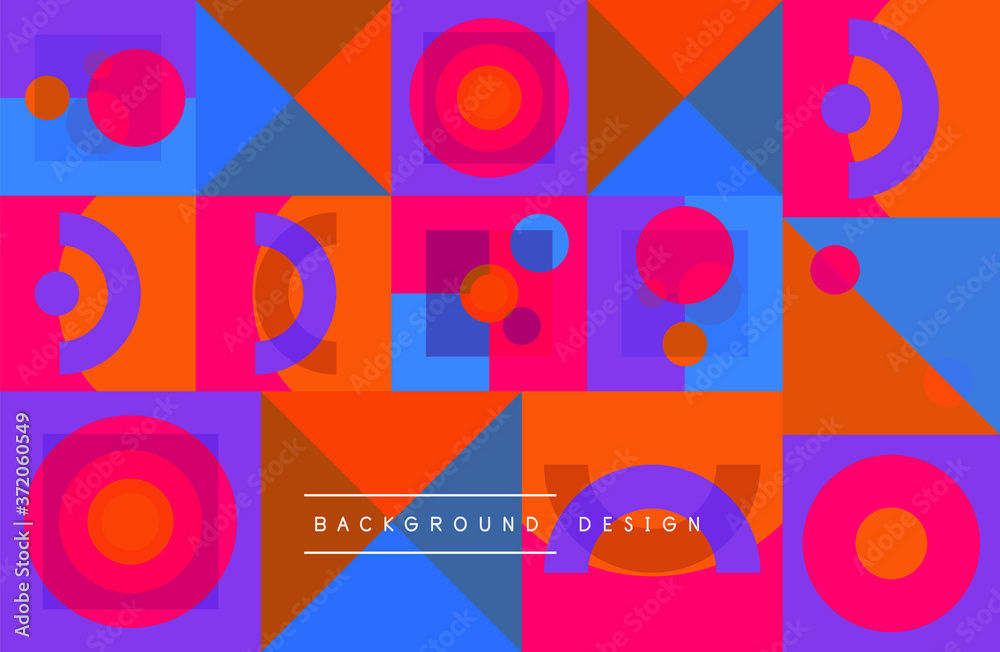 Neo memphis geometric pattern with circles, squares and lines. Pop art abstract background for covers, banners, flyers and posters and other templates