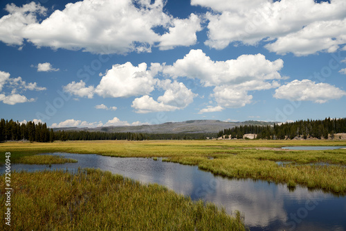 Clouds and Marsh from Fishing Bridge in Yellowstone National Park