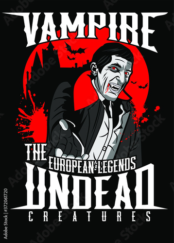 Vector illustration of Vampire. Use it for your t shirt design, posters, etc.