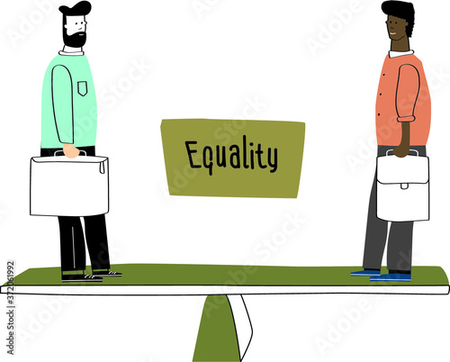 Equality of black and white. two people are equal. Black life matter. 