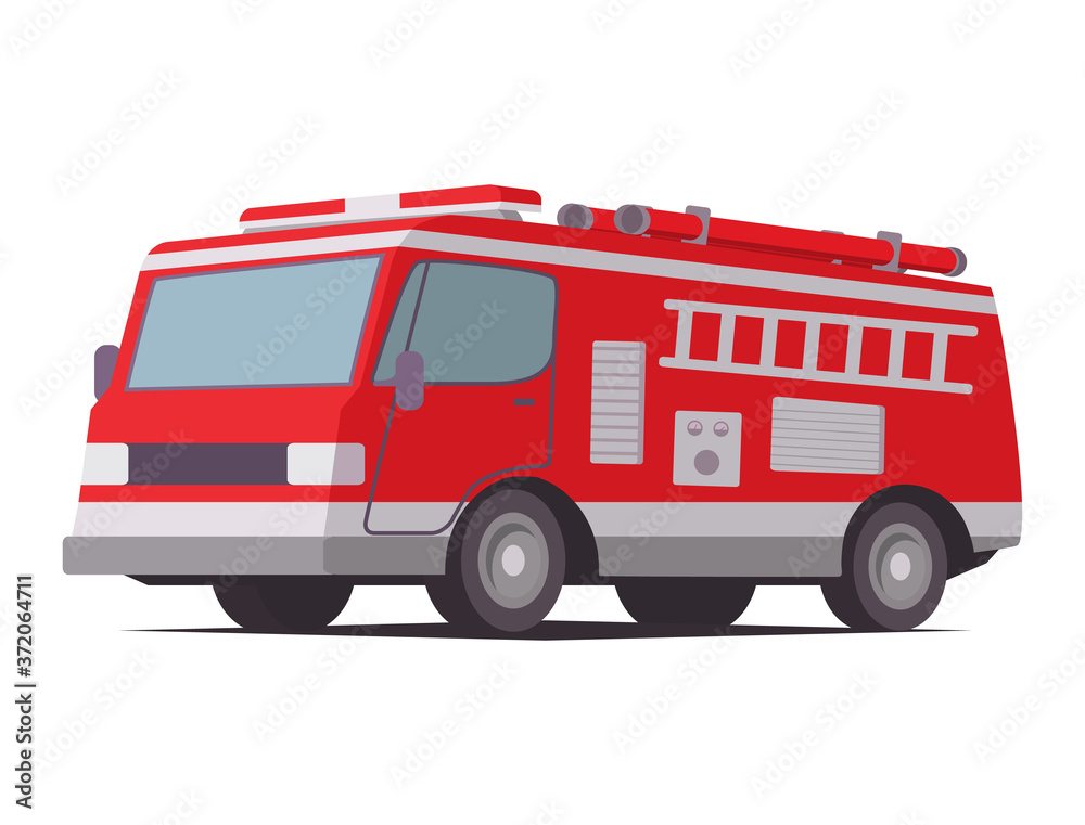 Fire engine.Emergency service red vehicle.Red fire truck with ladder.Modern flat illustration vector .