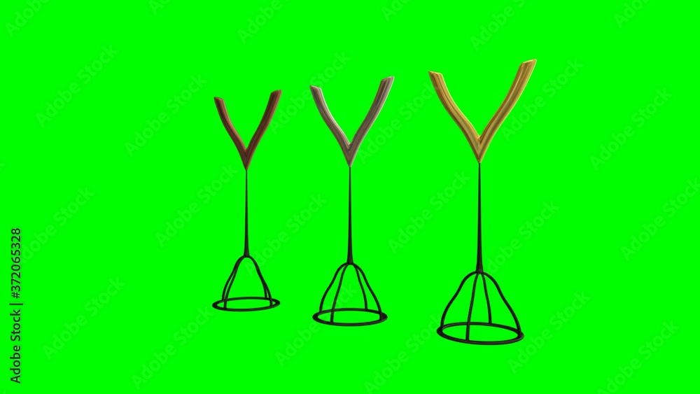 Animated rotating around gold, silver and bronze trophy with V for ...