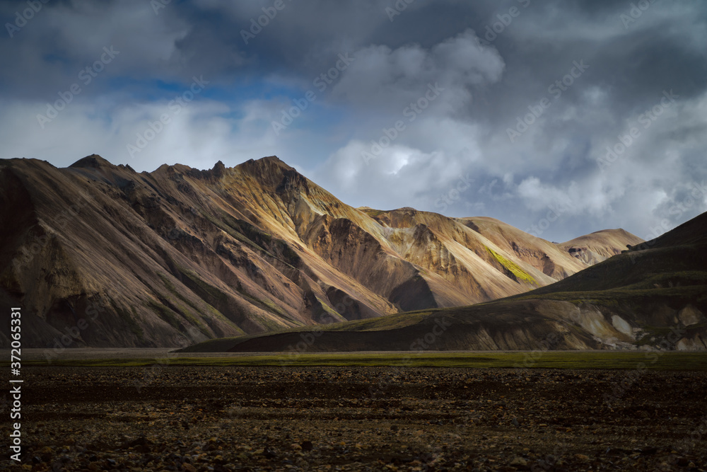 Colorful mountains at Landmannalaugar in Fjallabak natural reserve, South Iceland. Beautiful nature landscape