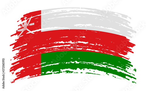 Oman flag in grunge brush stroke, vector