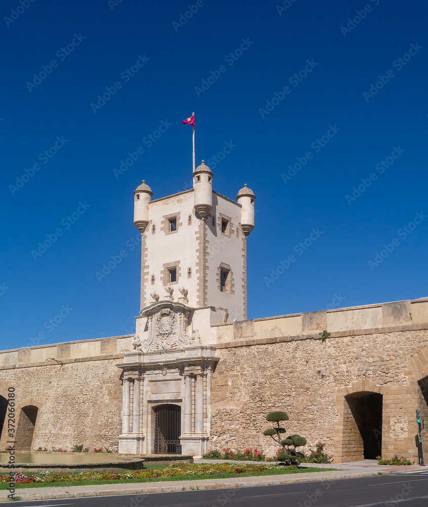 Fortification of the Puertas Tierra in Cadiz capital, Andalusia. Spain. Europe. August 16, 2020
