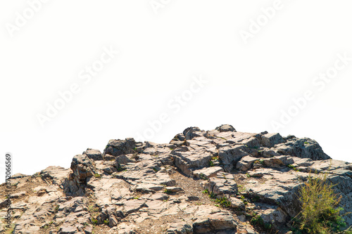 Fototapete Rock mountain slope foreground close-up isolated on white background