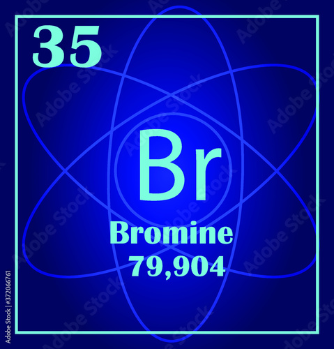 Simple style tile icon. Chemical element of periodic table. Atom on a blue background