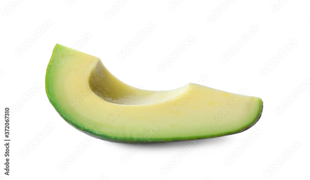 Slice of ripe avocado isolated on white Slice of ripe avocado isolated on white