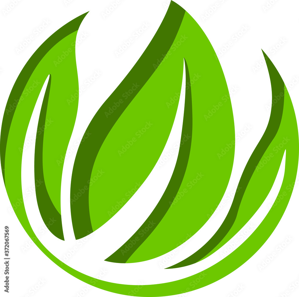 Vector Design of a Leaf Logo in Green  with Circle Theme