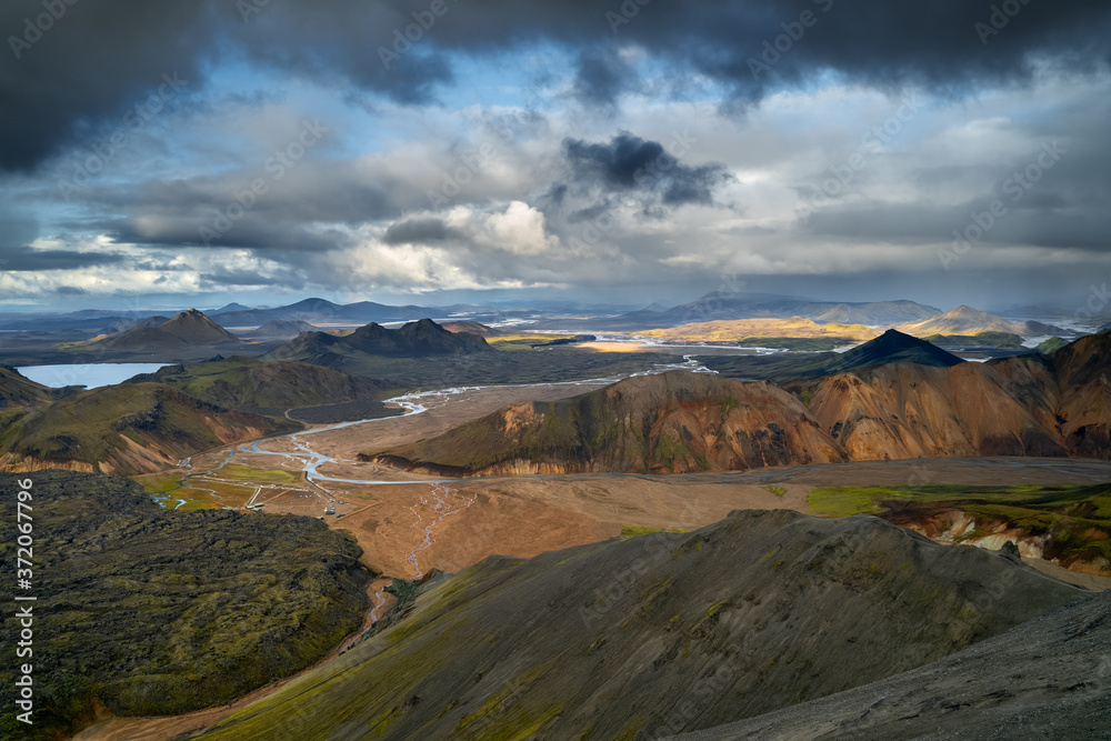 Colorful mountains at Landmannalaugar in Fjallabak natural reserve, South Iceland. Beautiful nature landscape Colorful mountains at Landmannalaugar in Fjallabak natural reserve, South Iceland. Beautiful nature landscape
