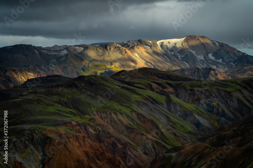 Colorful mountains at Landmannalaugar in Fjallabak natural reserve, South Iceland. Beautiful nature landscape