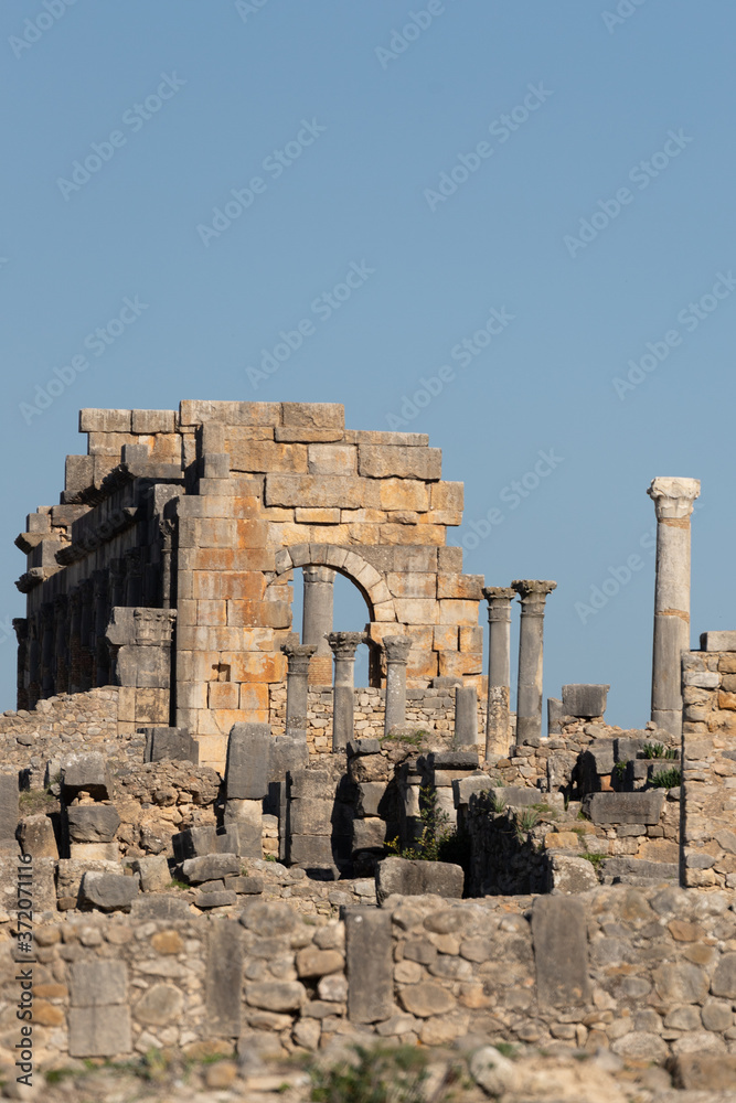 Volubilis is a partly excavated Berber city in Morocco near the city of Meknes