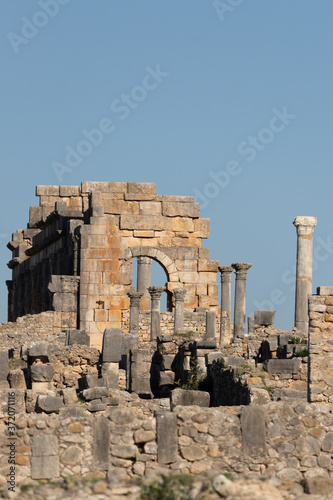 Volubilis is a partly excavated Berber city in Morocco near the city of Meknes