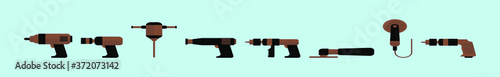 set of pneumatic and jackhammer icon design template with various models. vector illustration