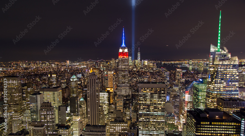 new york city night tribute light