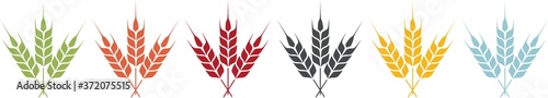 Coloured icon of wheat ears for agriculture