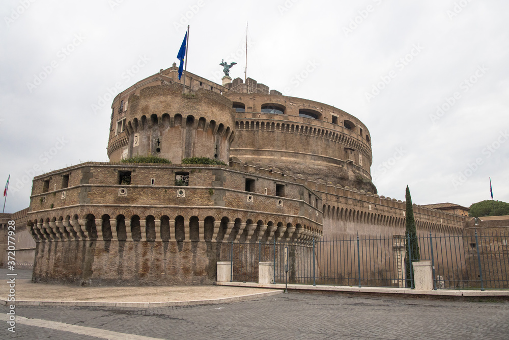 Castle of the Holy Angel (Castel Sant'Angelo in Italian), also known as the Mausoleum of Hadrian, Rome, Italy