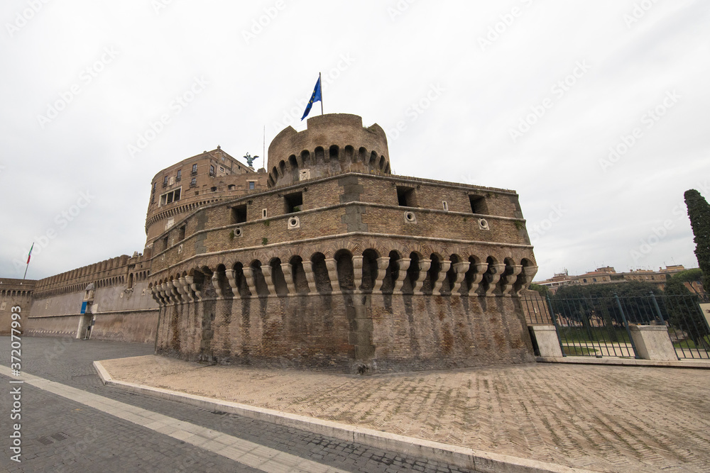 Castle of the Holy Angel (Castel Sant'Angelo in Italian), also known as the Mausoleum of Hadrian, Rome, Italy