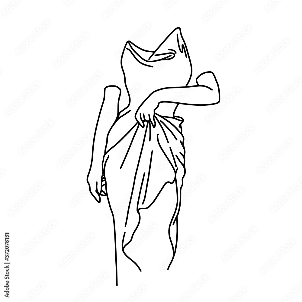 Vector hand drawn illustration with invisible woman isolated. Creative tattoo artwork. Template for card, poster, banner, print for t-shirt, pin, badge, patch. Vector hand drawn illustration with invisible woman isolated. Creative tattoo artwork. Template for card, poster, banner, print for t-shirt, pin, badge, patch.