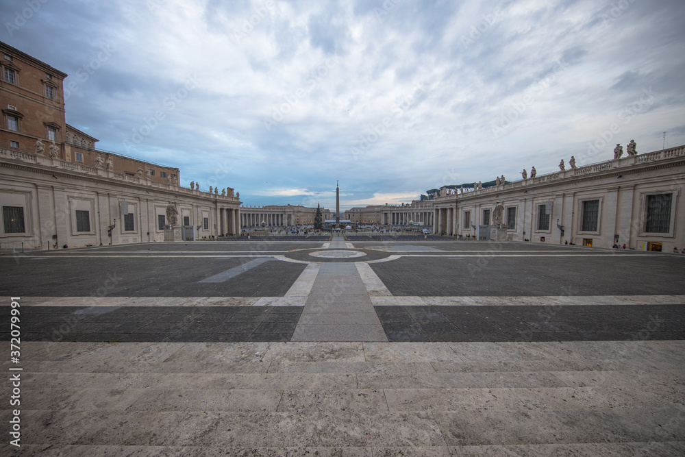 View of Saint Peter's Square from the basilica (Piazza San Pietro in Italian), Vatican City, Rome, Italy