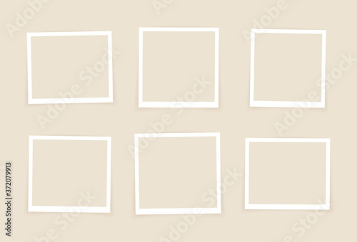 Vector Photo frame mockup design. Super set photo frame isolated on pastel color background. Vector illustration
