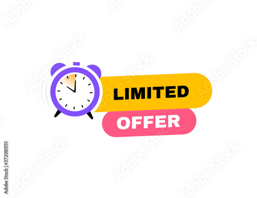 Limited offer geometric badge with stopwatch label. Modern Vector illustration