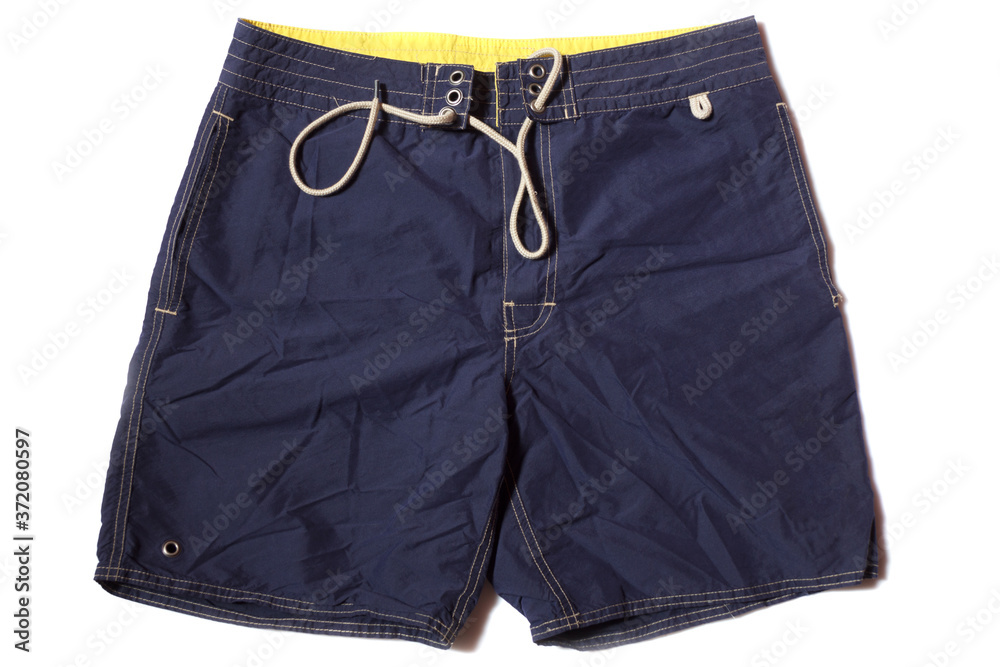 mens blue swimming trunks on a white background mens blue swimming trunks on a white background