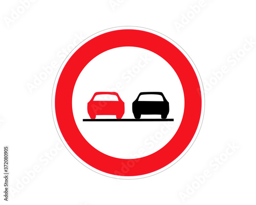 Road sign no overtaking. Vector illustration.