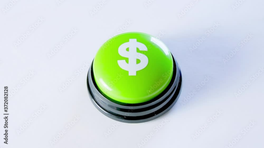 Business person pushing green glossy money button with dollar sign. Press button to earn big bucks. 4K video for payment system, financial institution, stock market, digital wallet, crediting, banks Business person pushing green glossy money button with dollar sign. Press button to earn big bucks. 4K video for payment system, financial institution, stock market, digital wallet, crediting, banks