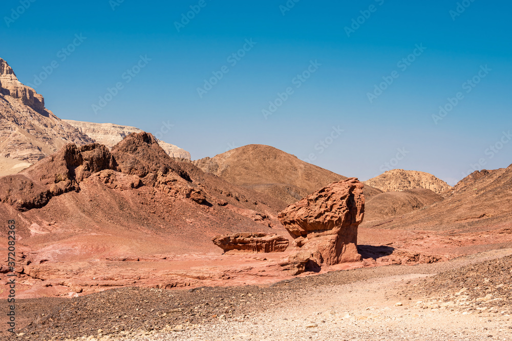 Sculpture of a Mushroom and a Half made by nature in the Arave Valley near Eilat. Timna Park, Israel. Sculpture of a Mushroom and a Half made by nature in the Arave Valley near Eilat. Timna Park, Israel.