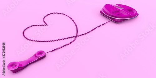 Fixed Phone and Receiver Concept Connection In Love 3d rendering